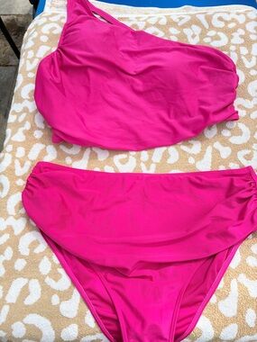 Hot Pink Two-Piece Swim Set